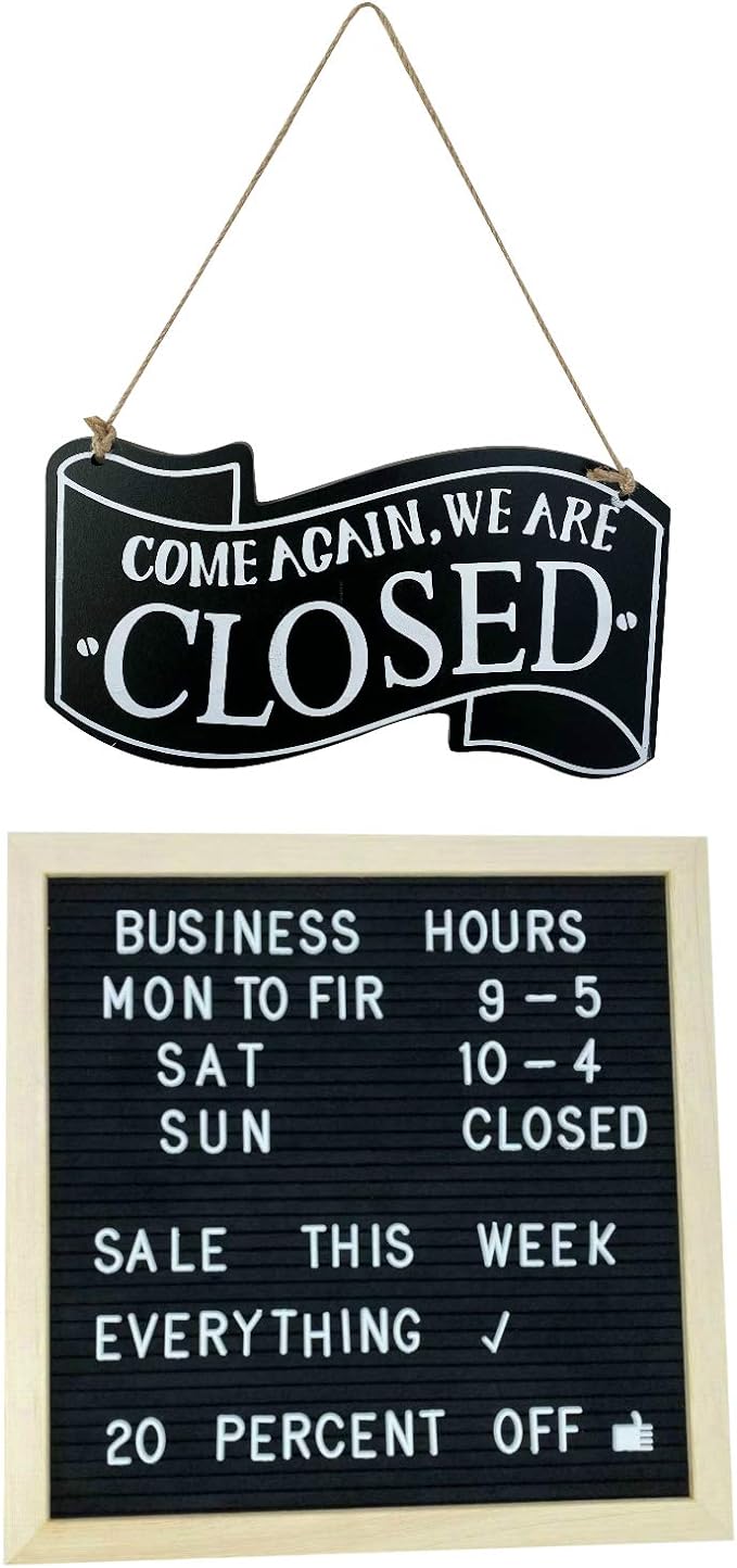 Business Sign Kits Wooden Double Sided Open and Closed and