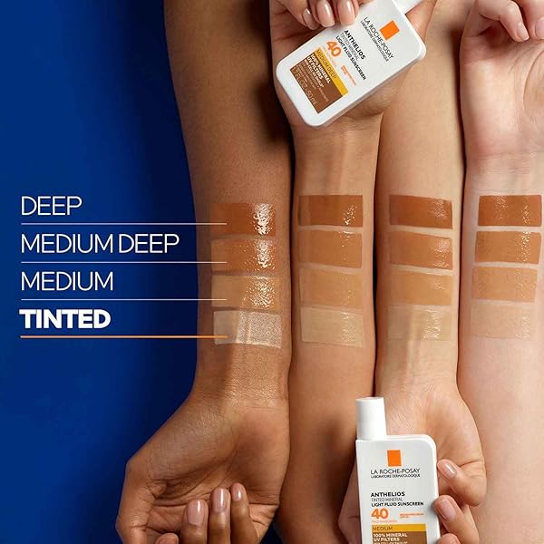 LA ROCHE-POSAY ANTHELIOS TINTED SUNSCREEN SPF 40+, BROAD SPECTRUM SPF + ANTIOXIDANTS, TITANIUM DIOXIDE & ZINC OXIDE SUNSCREEN, 4 FLEXIBLE SHADES WITH NO WHITE CAST, OIL FREE & OXYBENZONE FREE