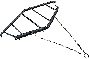 Field Tuff 78 Inch ATV, UTV, and Lawn Tractor Landscape Leveling Draggin' Driveway Drag with Front Bar, Tow Chain, and Unique Support Angles, Black
