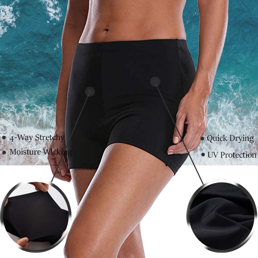 womens high waisted swim boy shorts