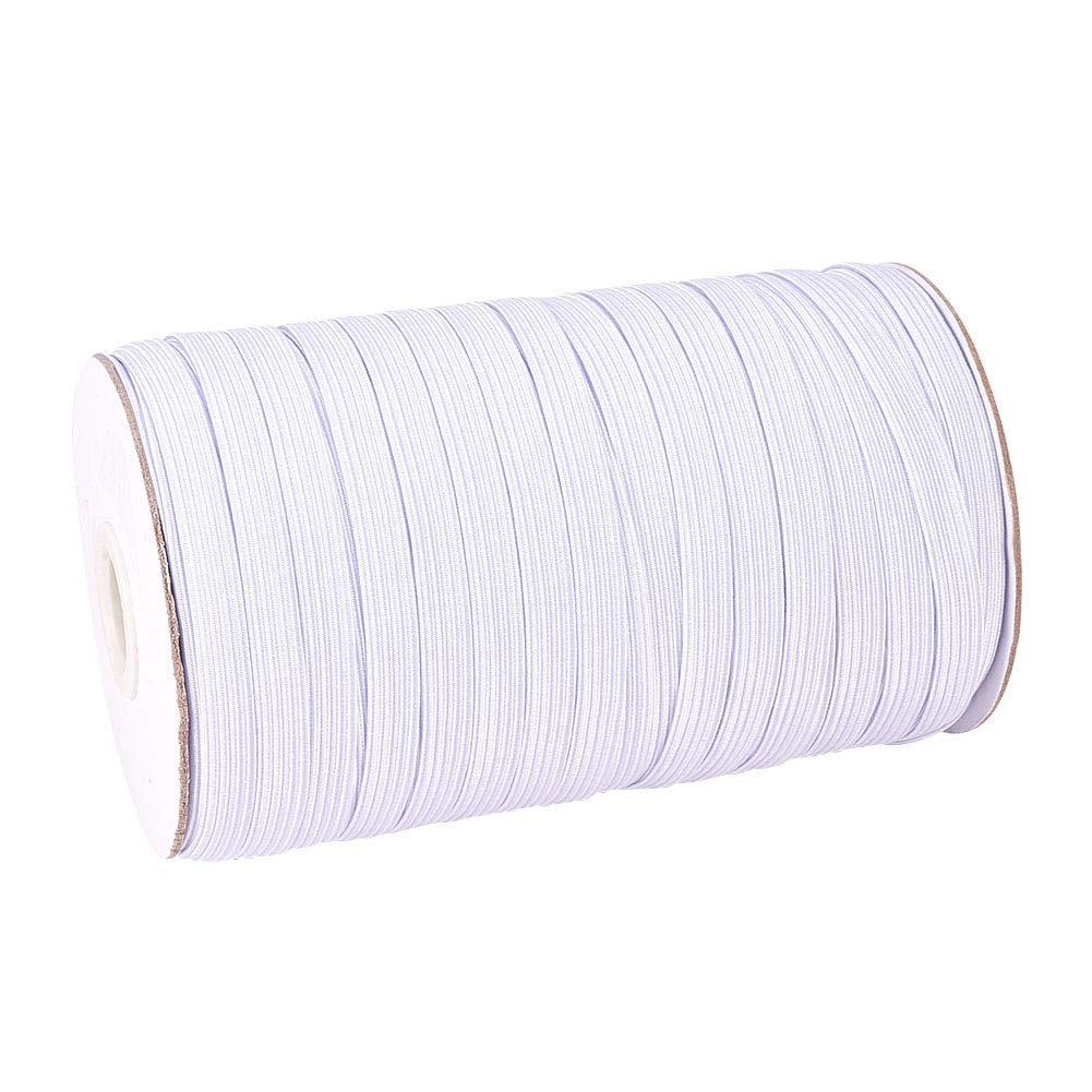 PH PandaHall 100 Yards 8mm Elastic Sewing Ribbon Braided Rubber Band Flat Elastic Cord Stretch Strip for Sewing Clothes Waistbands Headbands Making, White