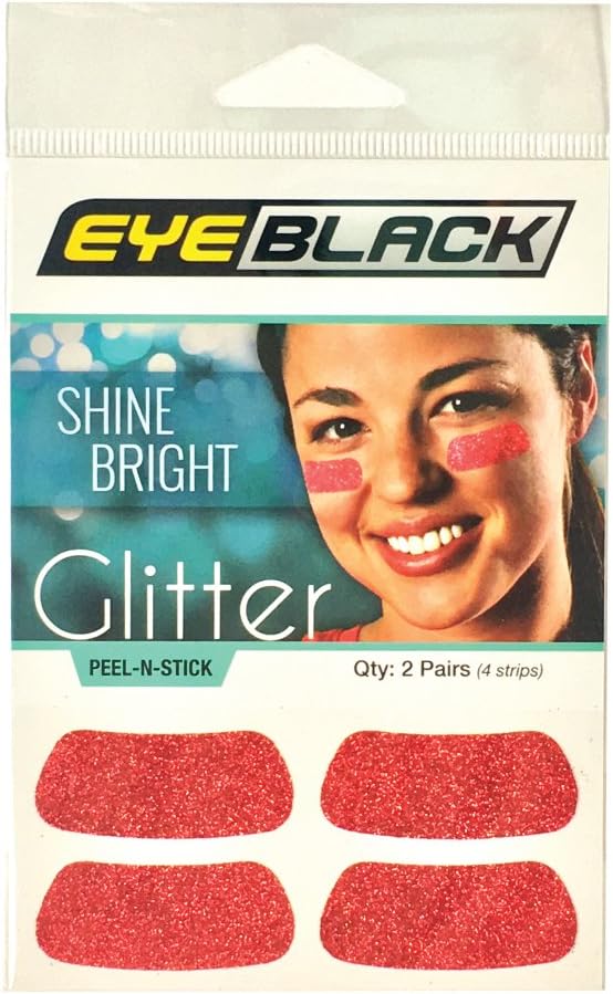 EyeBlack Red Softball Glitter Eye Black Strips, 2 Pair: Sports & Outdoors