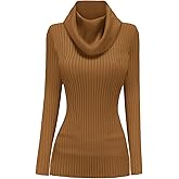 v28 Women’s Stretchable Cowl Neck Knit Long Sleeve Slim Fit Bodycon Sexy Sweater
