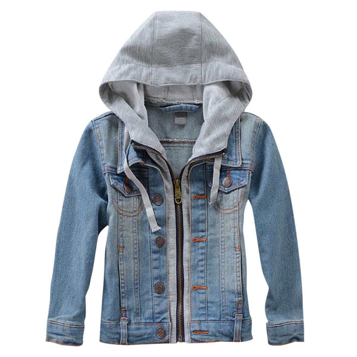Buy Boys Kids Denim Jacket Hooded Ripped Distressed Top Cotton Light