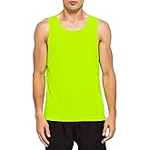 DEMOZU Men's Neon Running Tank Top - Bright Sleeveless Workout Shirt for Marathon, Gym & Rave Party