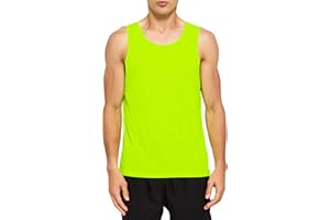 DEMOZU Men's Neon Running Athletic Tank Top Quick Dry Workout Gym Swim Beach Sports Marathon Tank Top Sleeveless Shirts