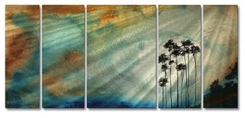 Megan Duncanstree sun metal wall art modern home decor wall sculpture Tall Trees In The Sun by Megan Duncanson Abstract Wall Art 235 x 52