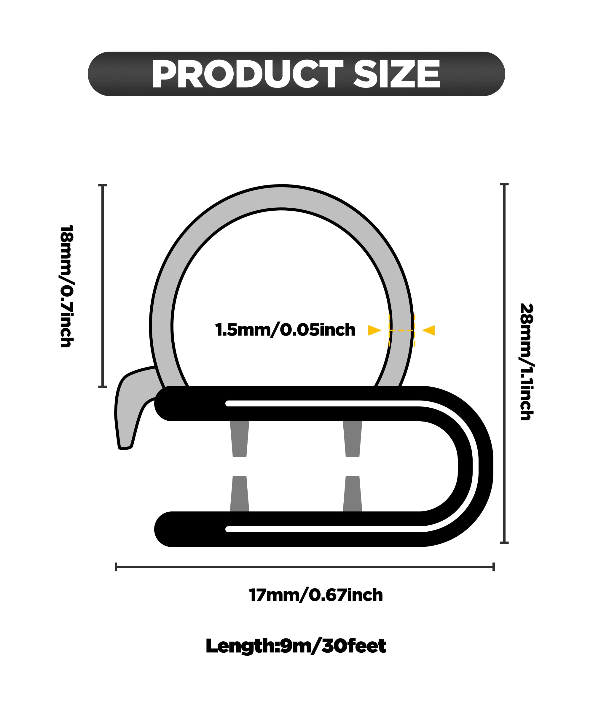 Car Door Rubber Seal Strip, Fits 1/16" Edge, Trim Seal With Top Bulb For Cars, Boats, RVs