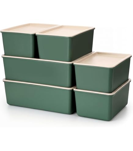 Amazon.com - Menkxi 4 Pcs Storage Bins with Lids Plastic Stackable