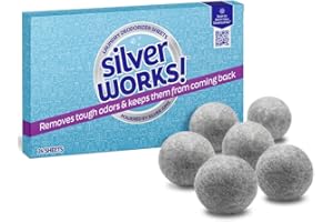 SilverWorks! Wool Dryer Balls Laundry Reusable (6 Pack) + Laundry Odor Eliminator Sheets (24 Pack) - Dryer Balls Laundry Anti Static Dryer Balls Wool - Fabric Softener Ball - Laundry Balls For Dryer