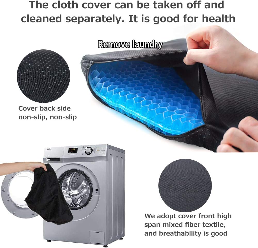 Gel Seat Cushion, Double Thick Big Gel Seat Cushion, Honeycomb Design Gel Seat Cushion for Pressure Relief Back Pain, Gel Cushion for Home Office Chair Cars Wheelchair(with Non-slip Seat Cover): Home & Kitchen