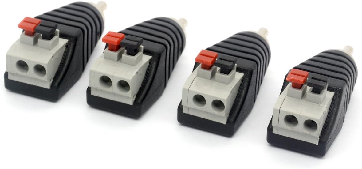 HTGuoji Speaker Phono RCA Male Plug to AV 2 Screw Terminal Female Audio Video Balun Spring Press Type Adapter DC Power Connector for CCTV (RCA Male To AV 2 Screw Female) - Image 3