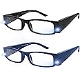 Yogo Vision Reading Glasses with Light Bright LED Lighted Magnifier Nightime Reader Women Men Lighted Eye Glasses 2pk