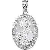 Claddagh Gold Sterling Silver St. Augustine of Hippo Oval Medal CZ Pendant (1.20")