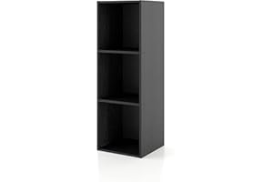 HOMES: INSIDE + OUT Apexa 3 Cube Storage Organizer Shelves, Stackable Wood Bookcase Fits Cubby Bins for Organization, Dorm Teen Room Decor & Home Office, Black