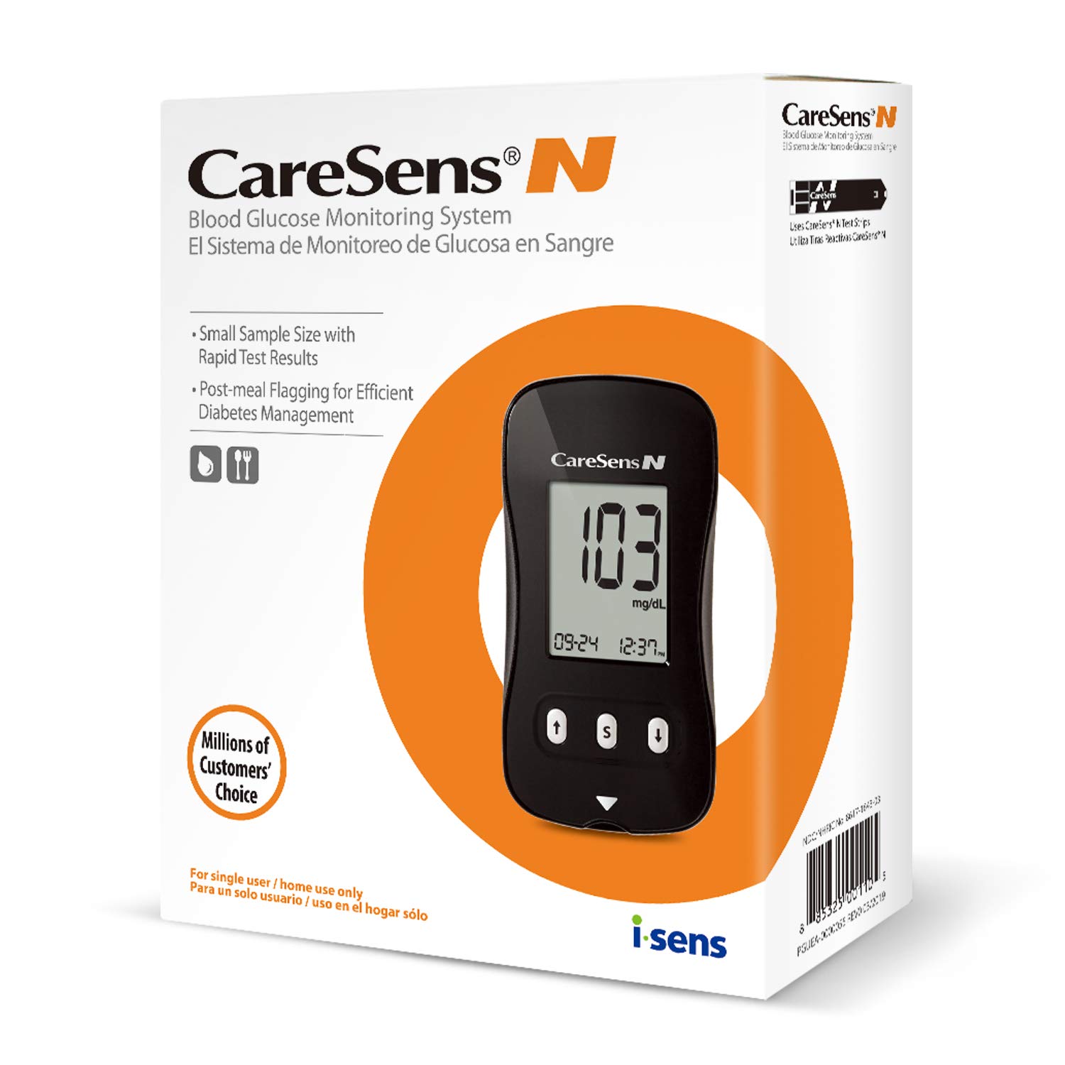 CareSens N Blood Glucose Monitor Kit with 100 Blood Sugar Test Strips
