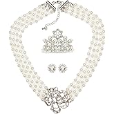 Utopiat Flapper Costume Jewelry Set-Audrey Hepburn Style Bridal Pearl Jewelry Set (3-6 years)