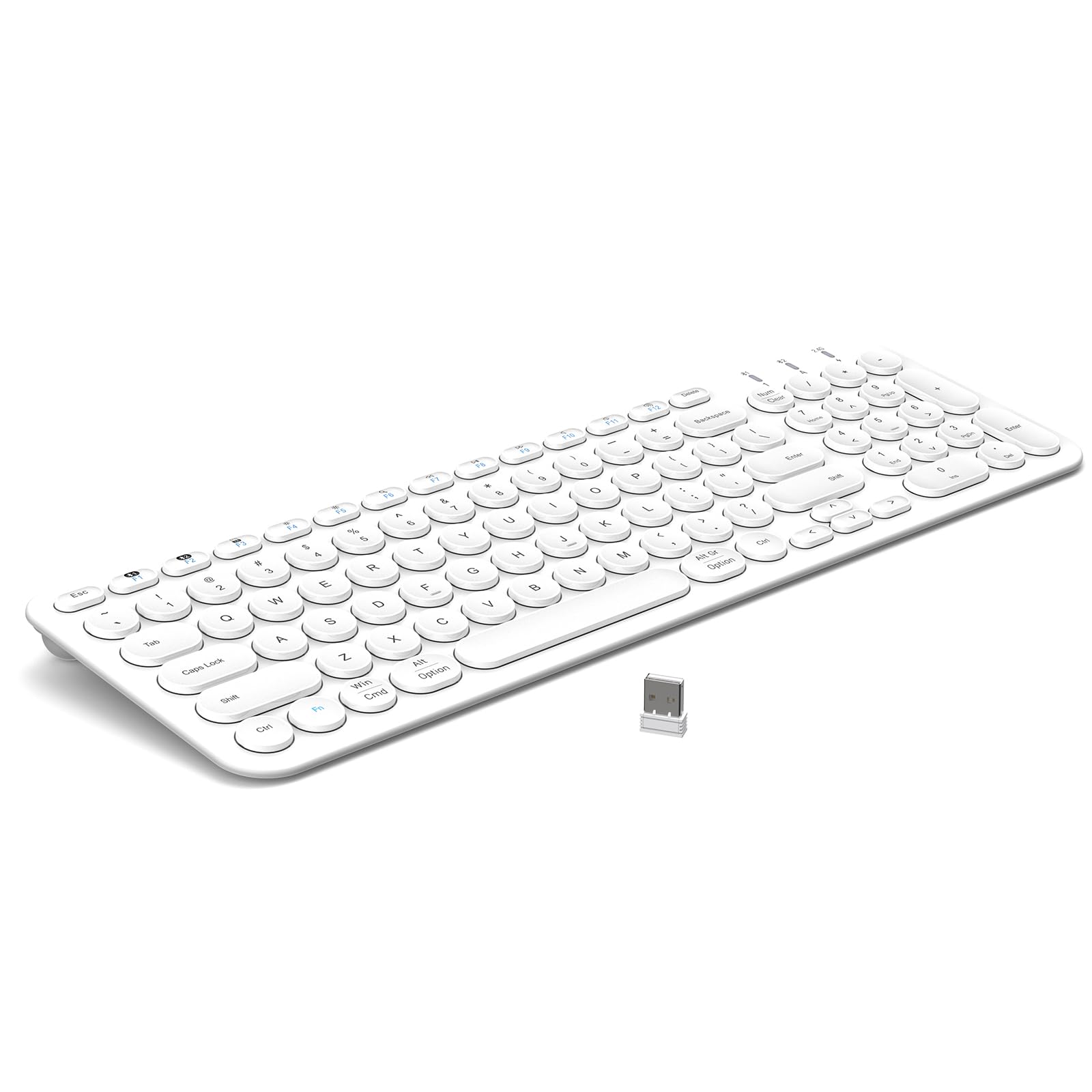 Photo 1 of cimetech Bluetooth Keyboard, Rechargeable Dual-Mode (Bluetooth 5.1 + USB) Ergonomic Computer Keyboard, Ultra-Slim Multi-Device Keyboard for Mac, iPad, Computer, PC, Apple, Android, Windows - White