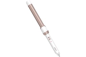 Conair Double Ceramic 1-Inch Curling Wand, Produces Flawless Waves, Curling Iron for Use on Medium and Long Hair, 30 Heat Setting Curling Iron, White