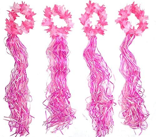 4 Piece Girls Dress Up Fairy Ribbon Halo in Pink (PINK)