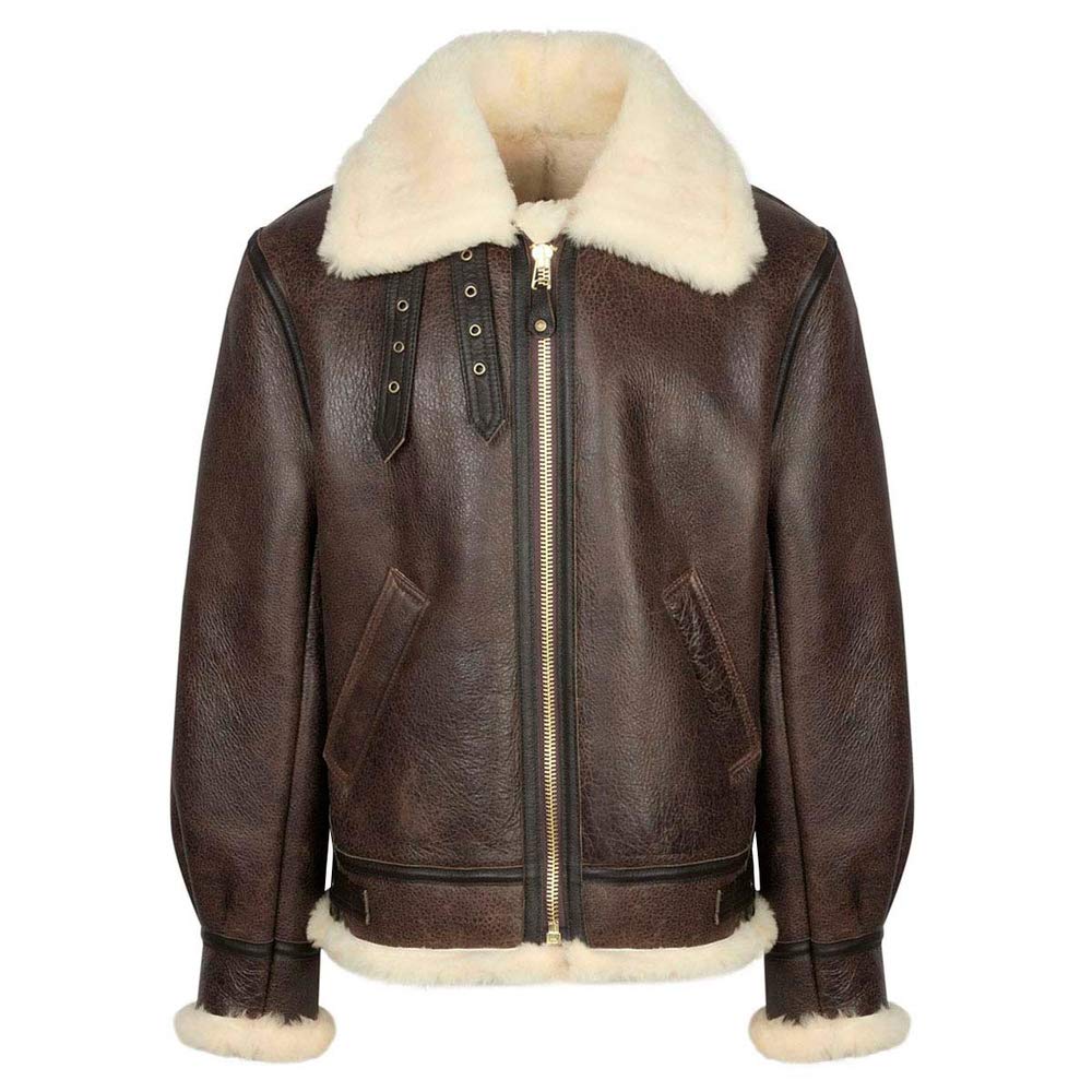 Men's B-3 WWII Flying Aviator Bomber shearling sheepskin leather jacket | XS-8XL