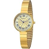BERNY Vintage Gold Watches for Women, Dainty Women's Wrist Watch, Ladies Analog Quartz Watches with All Stainless Steel, Patent Expansion Band 3ATM Waterproof Roman Indices Fashion Birthday Present