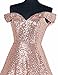 YIRENWANSHA Women's Off Prom Dress Sequin Empire Waist Evening Gown Long Costume 20 Plus Rose Gold Without Beads