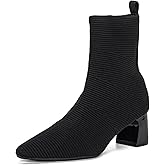 YEOJOU Sock Women's Ankle Boots & Booties Low Heel Comfortable Knit Shoes Fall Winter