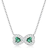 FANCIME 925 Sterling Silver Jewelry Infinity Created Gemstone Pendant Necklace for Her Women Girls Mom, 18 INCHES