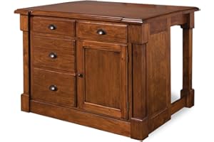 Homestyles Aspen Rustic Cherry Kitchen Island with Wood Drop Leaf, 48"W