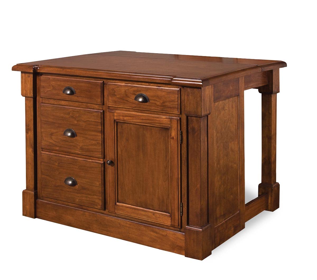 Photo 1 of Homestyles Aspen Rustic Cherry Kitchen Island with Wood Drop Leaf, 48"W