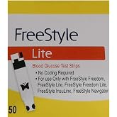 Freestyle Lite&reg; Blood Glucose Test Strips for Monitor System, Red-Yellow, (50 pieces)