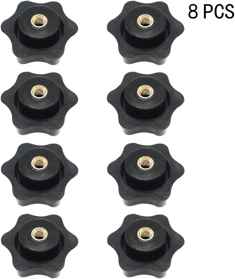 Gaddrt 8Pcs Plastic Nut M6 Star Knob Female Thread Star Head Clamping Knob Grip Screw Nut Machinery Equipment Copper Black