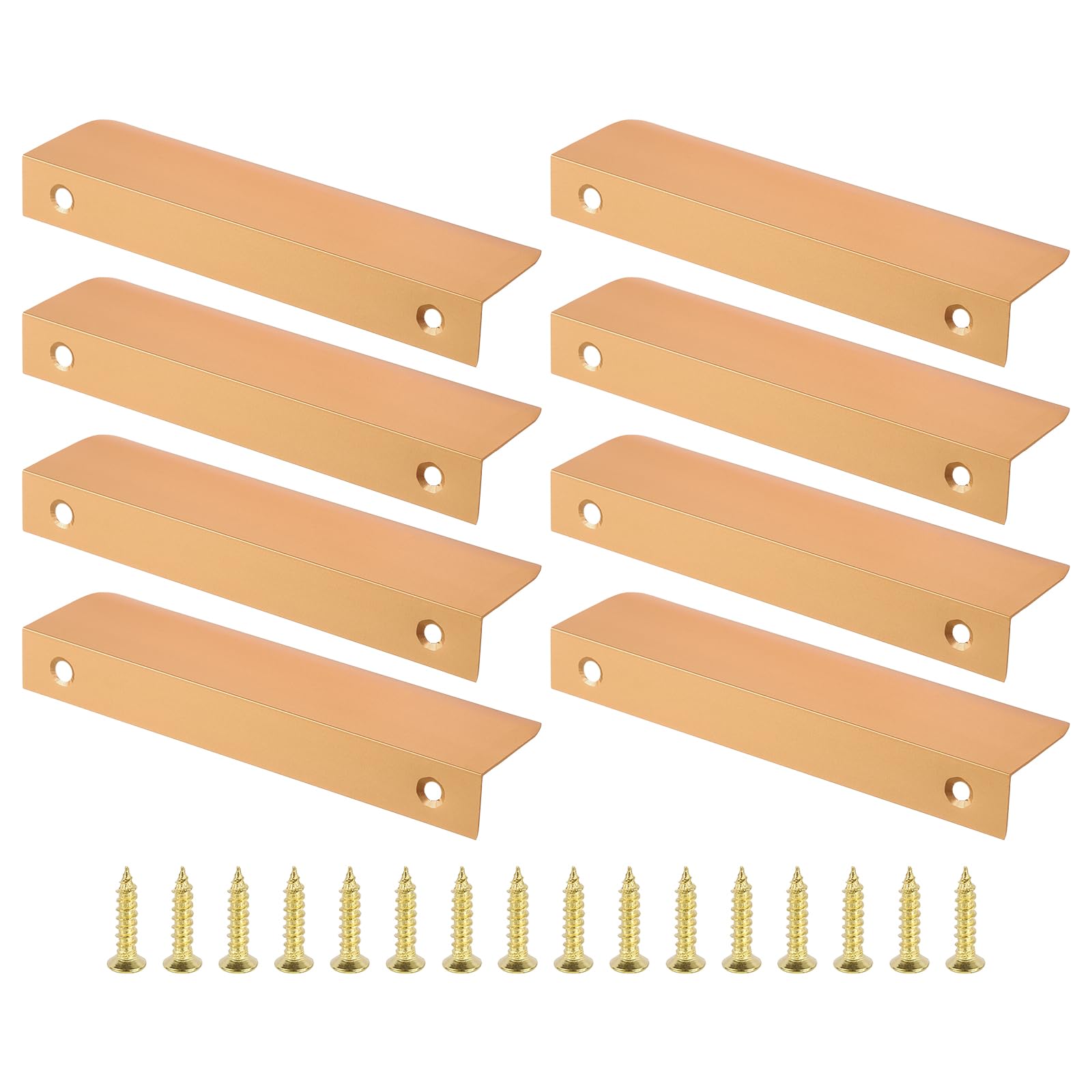PATIKIL Mount Finger Edge Pull, 8 Pack 120mm/4.72" Aluminum Alloy Concealed Handle Cabinet Edge Pulls with Screws for Home Kitchen Furniture Door Drawer, Gold