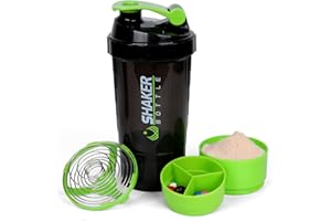 XTK Shaker Bottle 16OZ Protein Shaker Bottles with Mix Ball Portable Sports Water Bottle Leak Proof GYM Cup for Protein Mixes with Storage & Pill Organizer, Ideal for Pre Workout,BPA Free (Green)