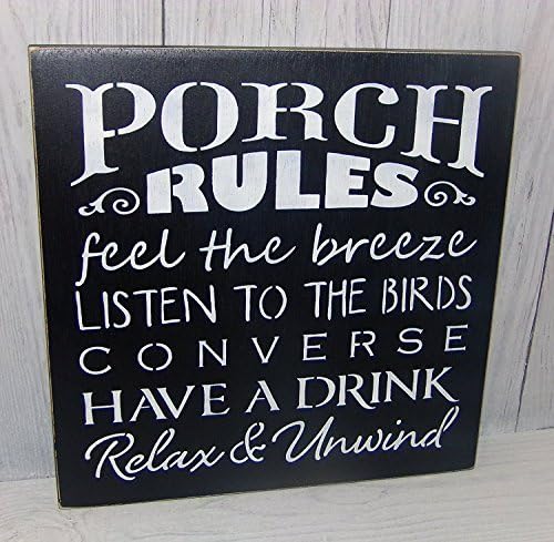 Amazon Com Weewen Porch Rules Black Outdoor Wooden Patio Sign