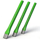 3-Piece Heavy Duty Cold Chisel Set, 3/8-Inch, 1/2-Inch, 5/8-Inch Premium Metal Chisels, Heavy Duty Carbon Steel Chisel Set for Carpentry, Masonry, Woodworking, Stone Chisels
