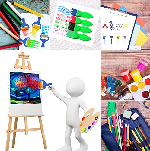 YGDZ Kids Paint Brushes, 12 Pack Washable Painting Brushes for Toddlers Kids Early Learning Toys Foam Roller Sponge Arts Crafts Gift