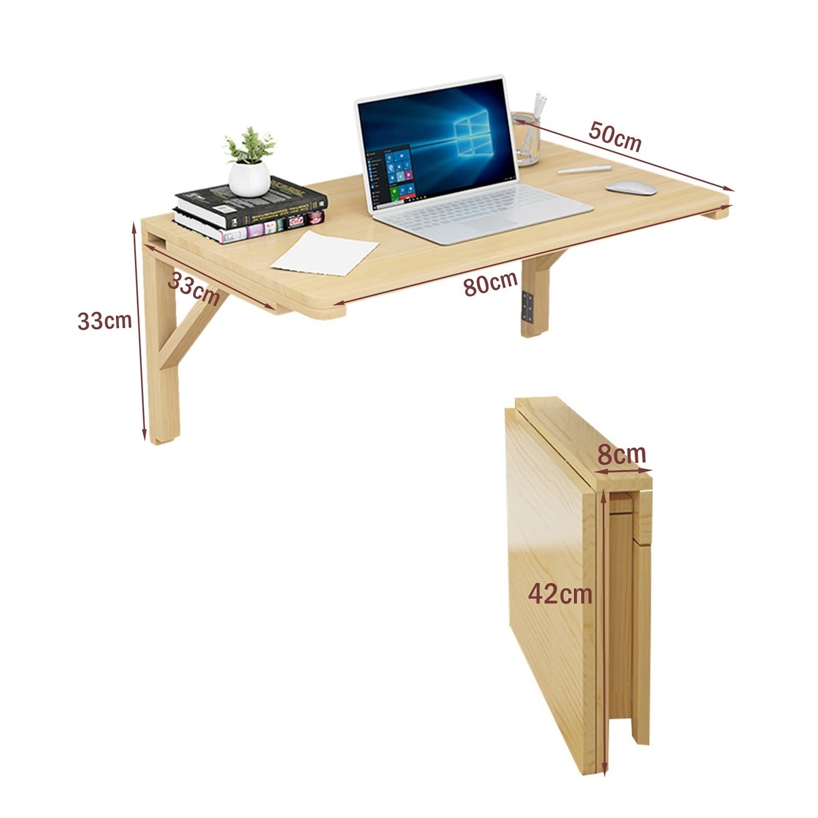 Tavolo Pieghevole Da Parete 100x50 Cm Con Staffe In Metallo - Capacità 200 Lbs, Scrivania Salvaspazio Per Lavanderia, Cucina, Garage, Bianco - 4