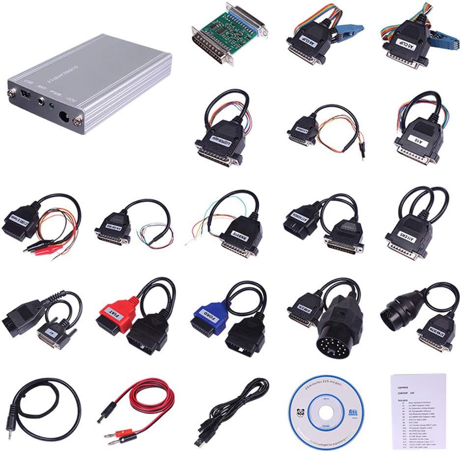 BDSEALY Automotive Diagnostic Tool Odometer Calibration Tool, Airbag Calibration Tool, Automotive Ecu Programmer, 21 Items Adapters,Silver
