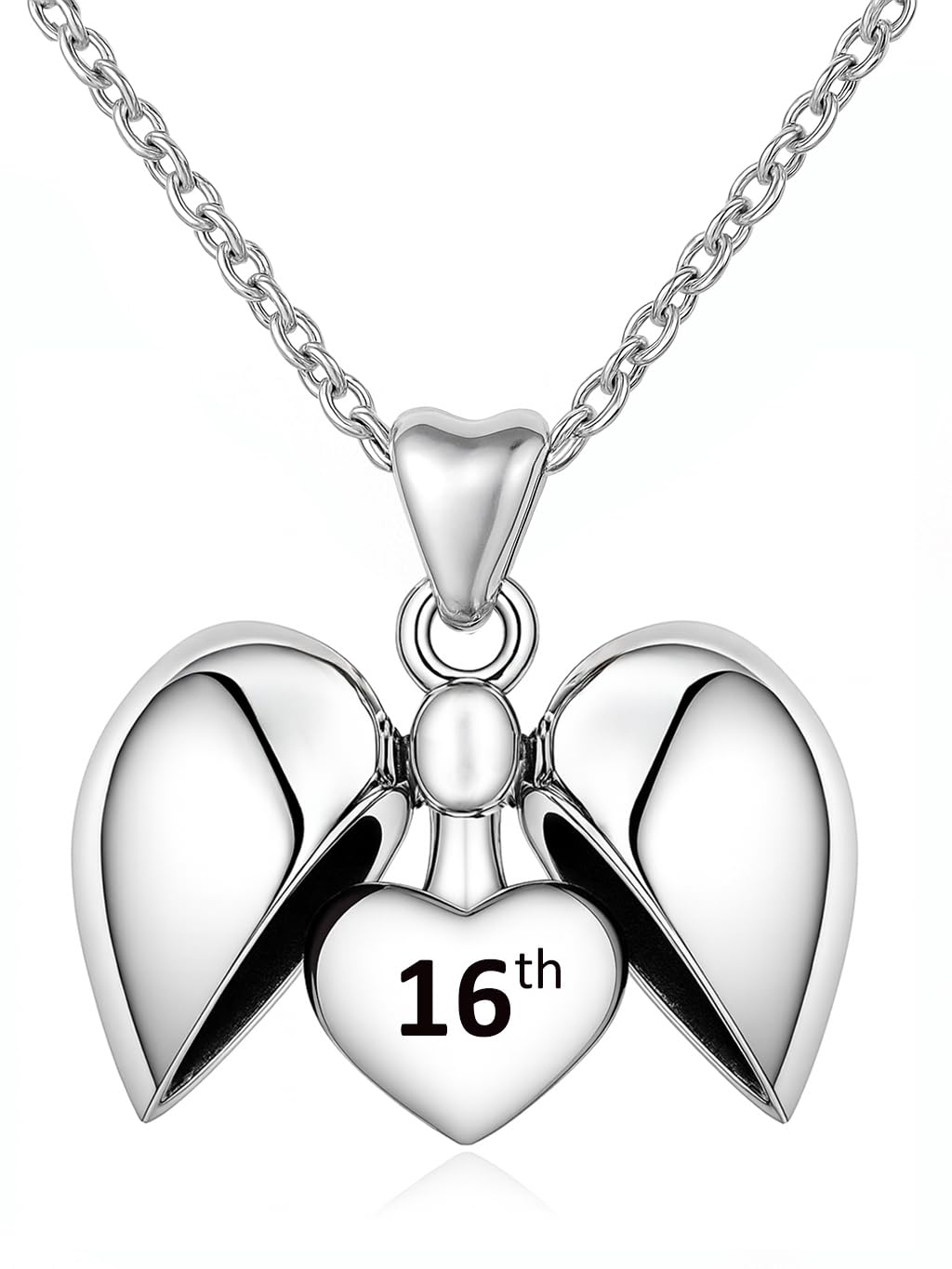 LSDesigns 16th Birthday Heart Necklace & Pendant Charm 925 Sterling Silver Sweet 16 Her Girls Women - Gift Box