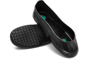 LIONGRIP LG01 Crews Crew Guard Fuel oil Resistant (FO) Shoe Covers- CE/ASTM Anti-slip & Waterproof Rubber Overshoes for Work, Non-Slip Safety Protectors for Kitchen/Medical/Industry (Black, XL（US10.8-13）)