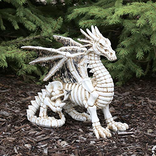WHAT ON EARTH Dragon Garden Sculpture - Indoor/Outdoor Skeleton Dragon Lawn Ornament Yard Decoration