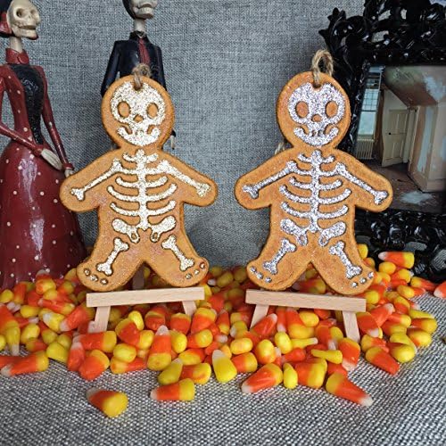 Glitter Skeleton Ornament Gold Silver glitter. Holiday, Halloween, Christmas, Day of the Dead DOD, or Gift Ornament. Made with flour, water, salt, shellac and glitter. Handmade in San Antonio Texas.