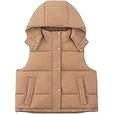 MOMOSTAY Women's Removable Hooded Puffer Vest Lightweight Quilted Stand Collar Sleeveless Jackets Warm Winter Outerwear Coat