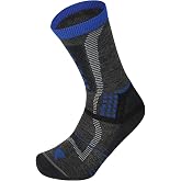 Lorpen T3 Unisex Nordic Ski Light Eco Crew Sock, Great for Winter Sports, Eco-Friendly &amp; Sustainable, Cushioned, Charcoal/Blue, Size Medium