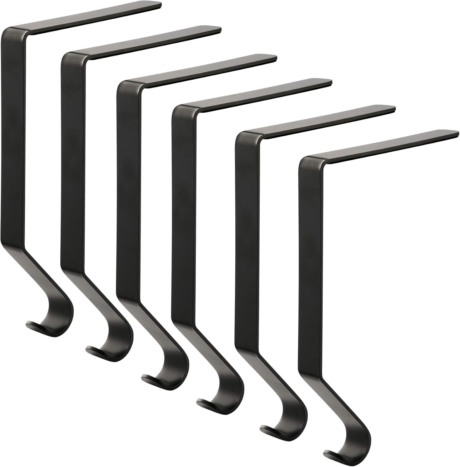 Stockings & Holders - Sunshane Christmas Stocking Holders Metal Mantel Stocking Hanger Hooks Fireplace Hang Grips for Christmas Party Decorations (Black, 6)