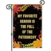 JMYROG My Favorite Season is The Fall Garden Flag, Double Sided Yard Outdoor Farmhouse Lawn Porch Decor Flag, Feminist Empowerment Flag, Funny Yard Flag, Housewarming Gifts for Fall Garden Flag
