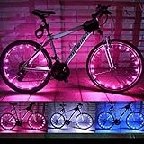 LEDMO（2 pack）Rechargeable Bicycle Bike Rim Lights, Bicycle Wheel Wire Rim 20 LED Cycling Flash Light, LED Pink Wheel Lights, Perfect for Safety and Fun color - Chargeable