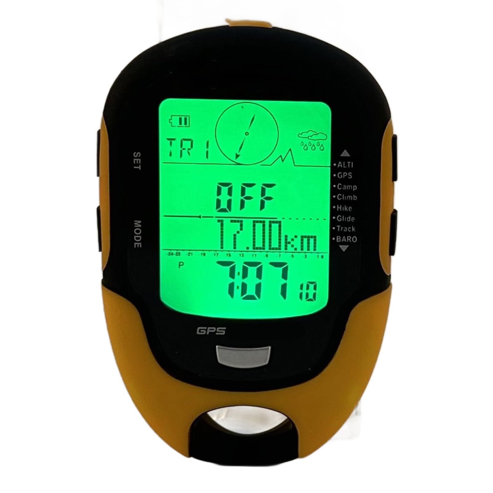 Kudoo GPS Electronic Altimeter, Portable Multifunction Handheld Device, Temperature Humidity Altitude Meter Barometer Compass With Flashlight Function IPX4 Grade Waterproof for Hiking Surveying
